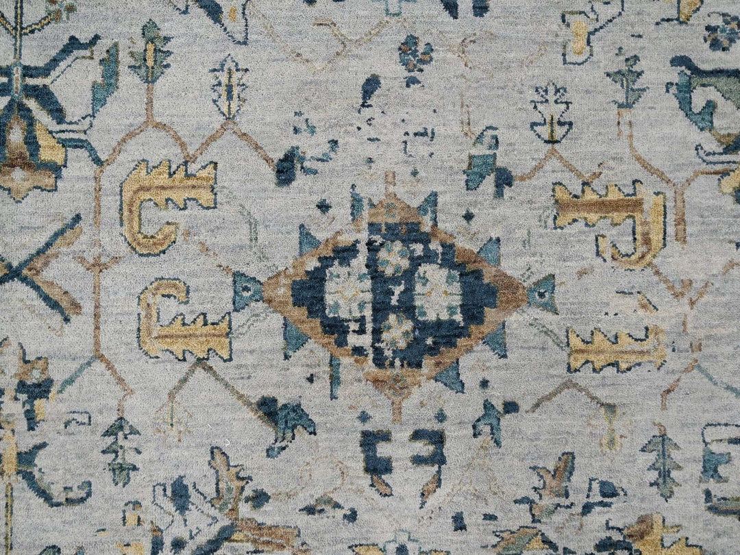 8'10" x 11'10" New Hand Knotted Grey Wool Rectangle Oriental Rug - MOA10210312