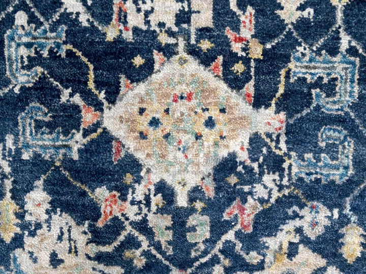 2'7" x 7'11" New Hand Knotted Blue Wool Runner Oriental Rug - MOA10210313