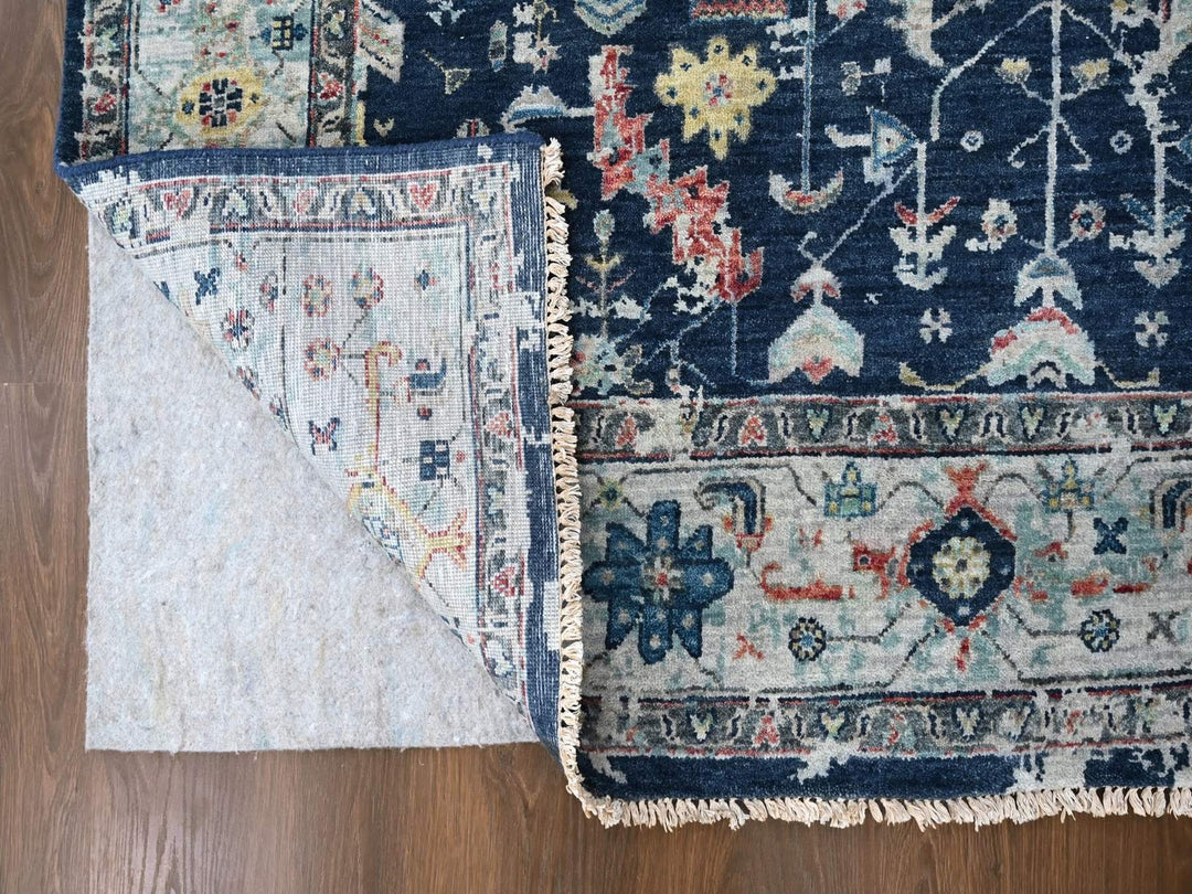 6'0" x 9'0" New Hand Knotted Blue Wool Rectangle Oriental Rug - MOA10210314
