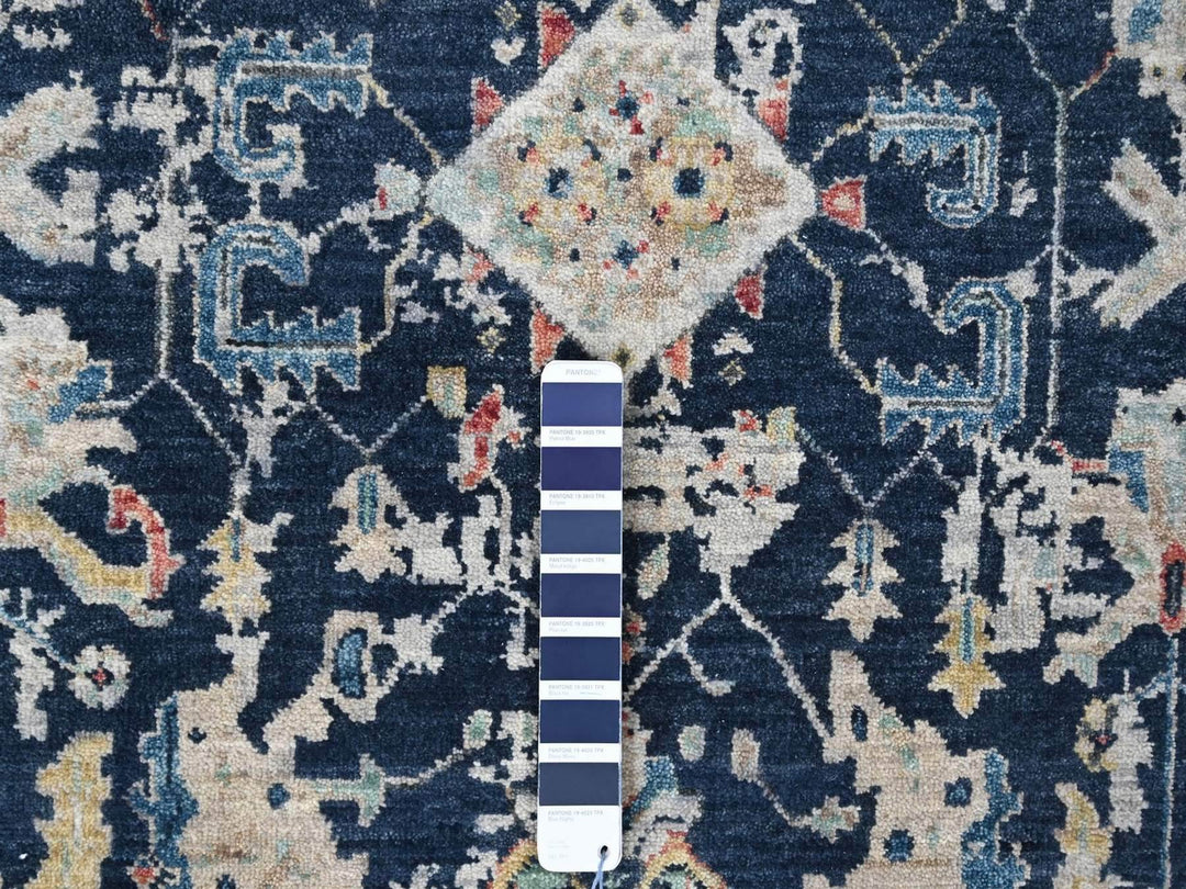 6'0" x 9'0" New Hand Knotted Blue Wool Rectangle Oriental Rug - MOA10210314
