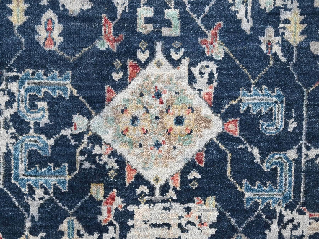 6'0" x 9'0" New Hand Knotted Blue Wool Rectangle Oriental Rug - MOA10210314