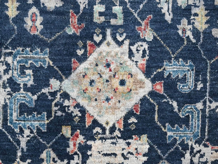6'0" x 9'0" New Hand Knotted Blue Wool Rectangle Oriental Rug - MOA10210314