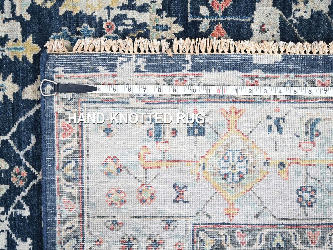 6'0" x 9'0" New Hand Knotted Blue Wool Rectangle Oriental Rug - MOA10210314