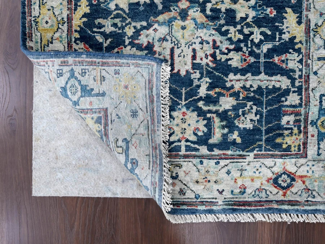 3'2" x 4'10" New Hand Knotted Blue Wool Rectangle Oriental Rug - MOA10210315