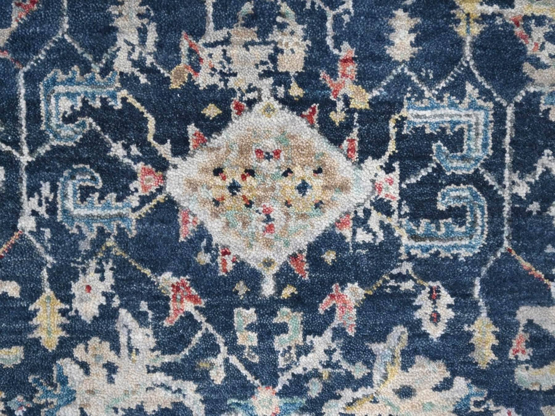 2'7" x 5'9" New Hand Knotted Blue Wool Runner Oriental Rug - MOA10210317