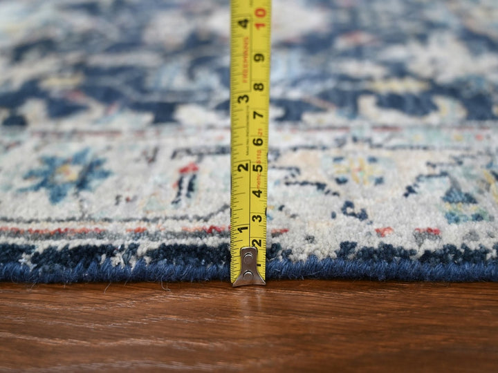 2'7" x 5'9" New Hand Knotted Blue Wool Runner Oriental Rug - MOA10210317