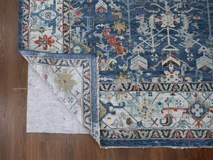 9'1" x 12'0" New Hand Knotted Blue Wool Rectangle Oriental Rug - MOA10210320