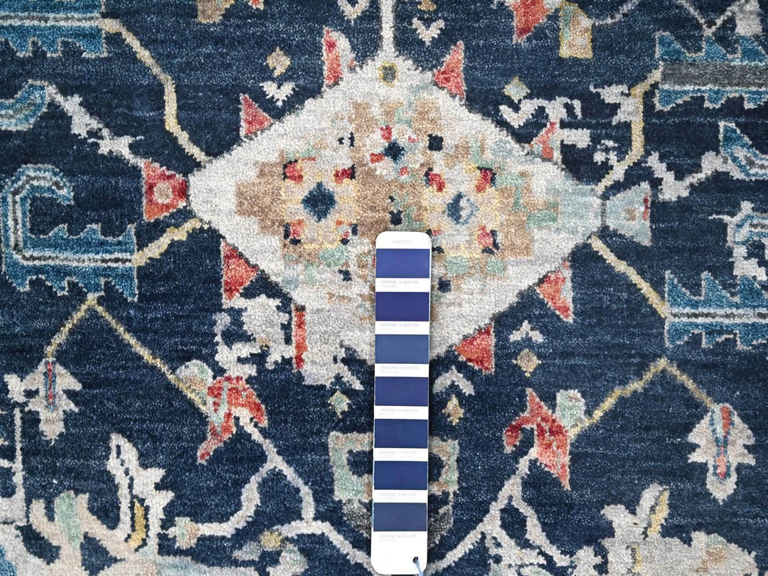 9'1" x 12'0" New Hand Knotted Blue Wool Rectangle Oriental Rug - MOA10210320