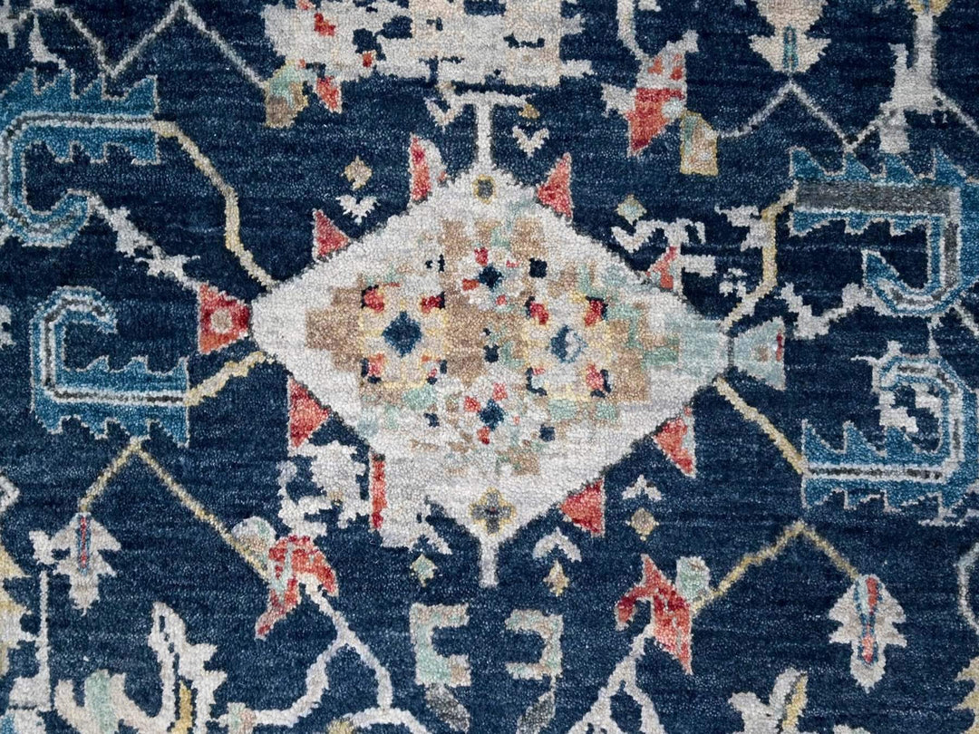 9'1" x 12'0" New Hand Knotted Blue Wool Rectangle Oriental Rug - MOA10210320