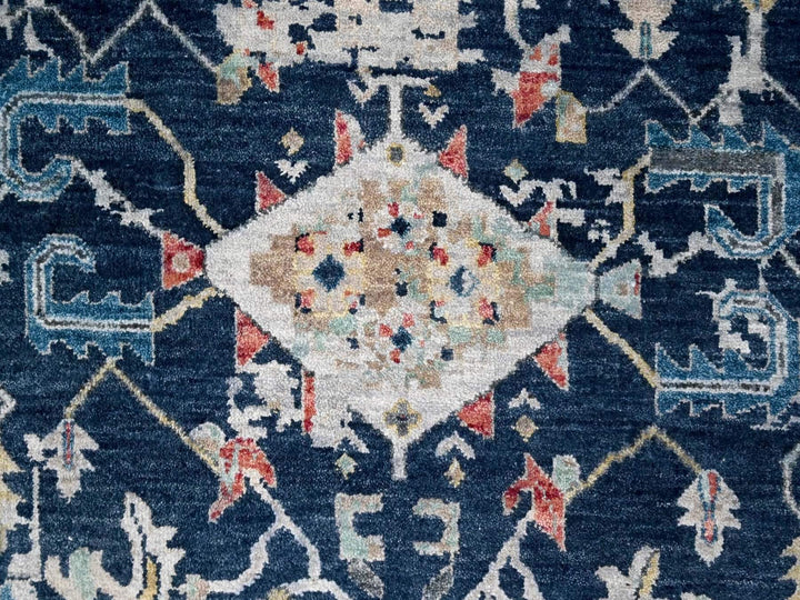 9'1" x 12'0" New Hand Knotted Blue Wool Rectangle Oriental Rug - MOA10210320