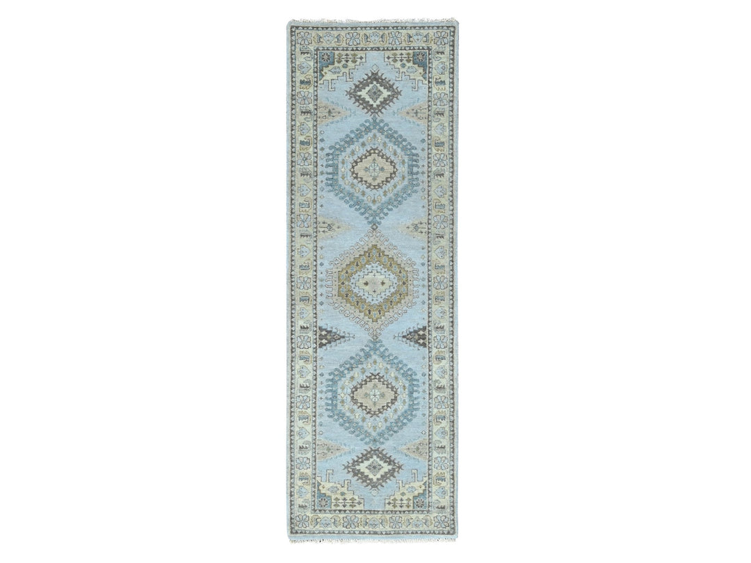 2'7" x 7'10" New Hand Knotted Grey Wool Runner Oriental Rug - MOA10210321