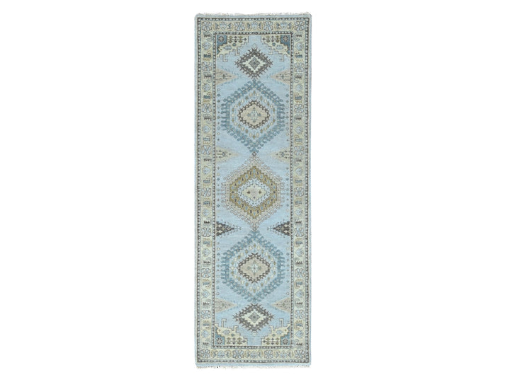 2'7" x 7'10" New Hand Knotted Grey Wool Runner Oriental Rug - MOA10210321