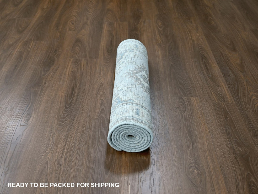 2'7" x 7'10" New Hand Knotted Grey Wool Runner Oriental Rug - MOA10210321
