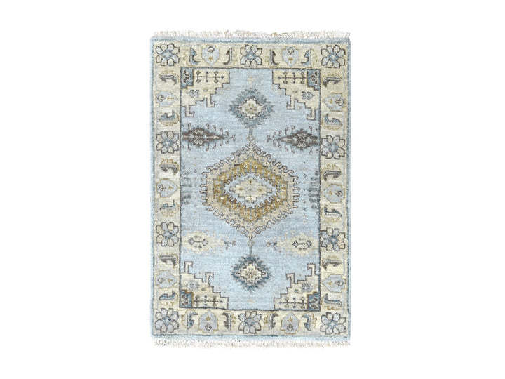 2'2" x 3'0" New Hand Knotted Grey Wool Rectangle Oriental Rug - MOA10210322