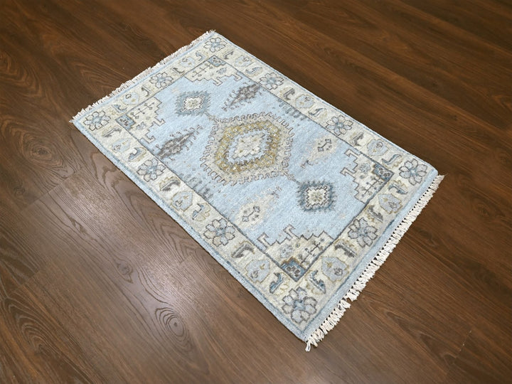 2'2" x 3'0" New Hand Knotted Grey Wool Rectangle Oriental Rug - MOA10210322