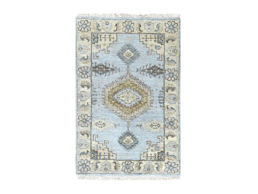2'0" x 3'0" New Hand Knotted Grey Wool Rectangle Oriental Rug - MOA10210323
