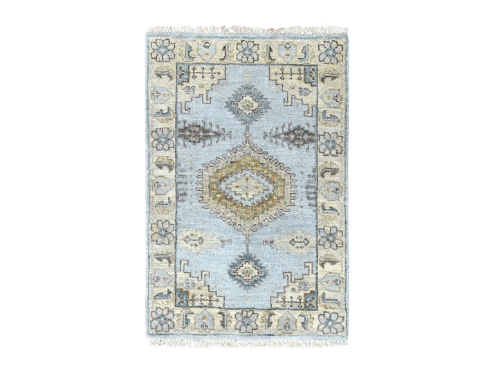 2'0" x 3'0" New Hand Knotted Grey Wool Rectangle Oriental Rug - MOA10210323