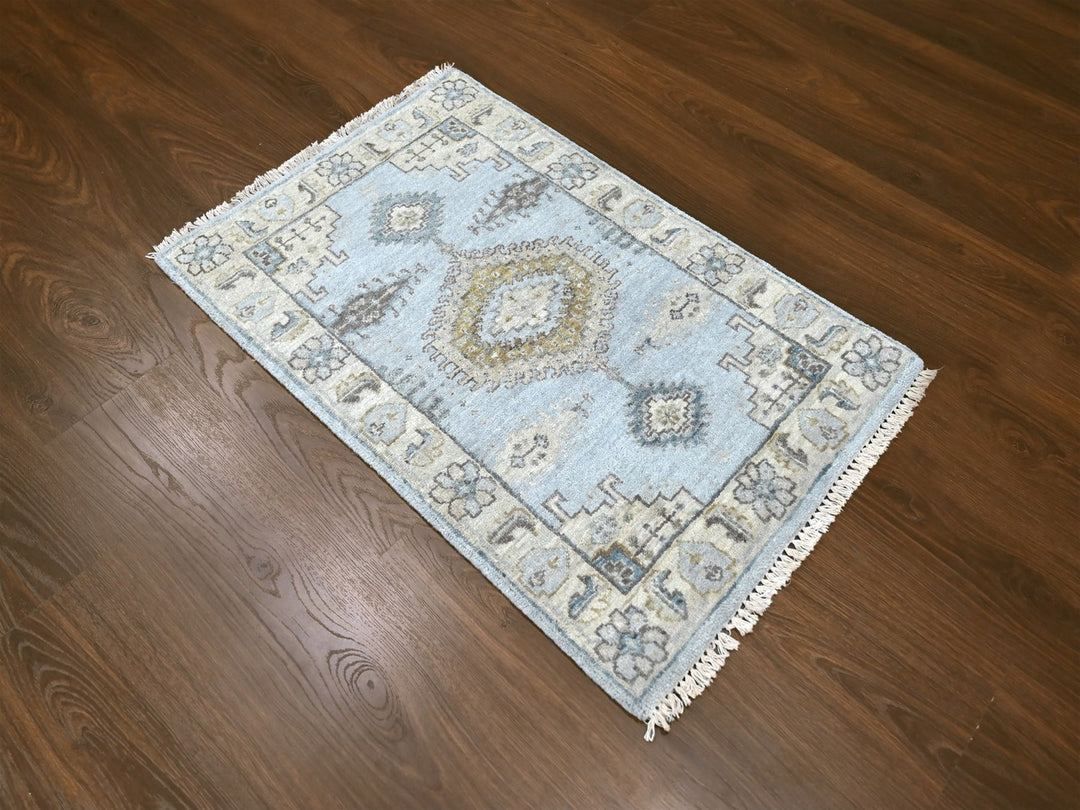 2'0" x 3'0" New Hand Knotted Grey Wool Rectangle Oriental Rug - MOA10210323