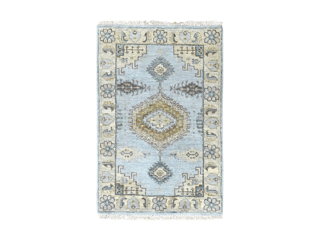 2'0" x 3'0" New Hand Knotted Grey Wool Rectangle Oriental Rug - MOA10210324