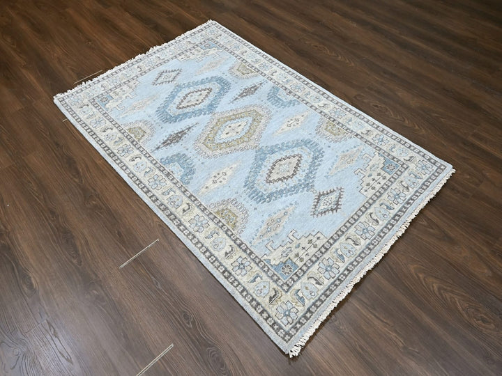 4'1" x 6'0" New Hand Knotted Grey Wool Rectangle Oriental Rug - MOA10210325