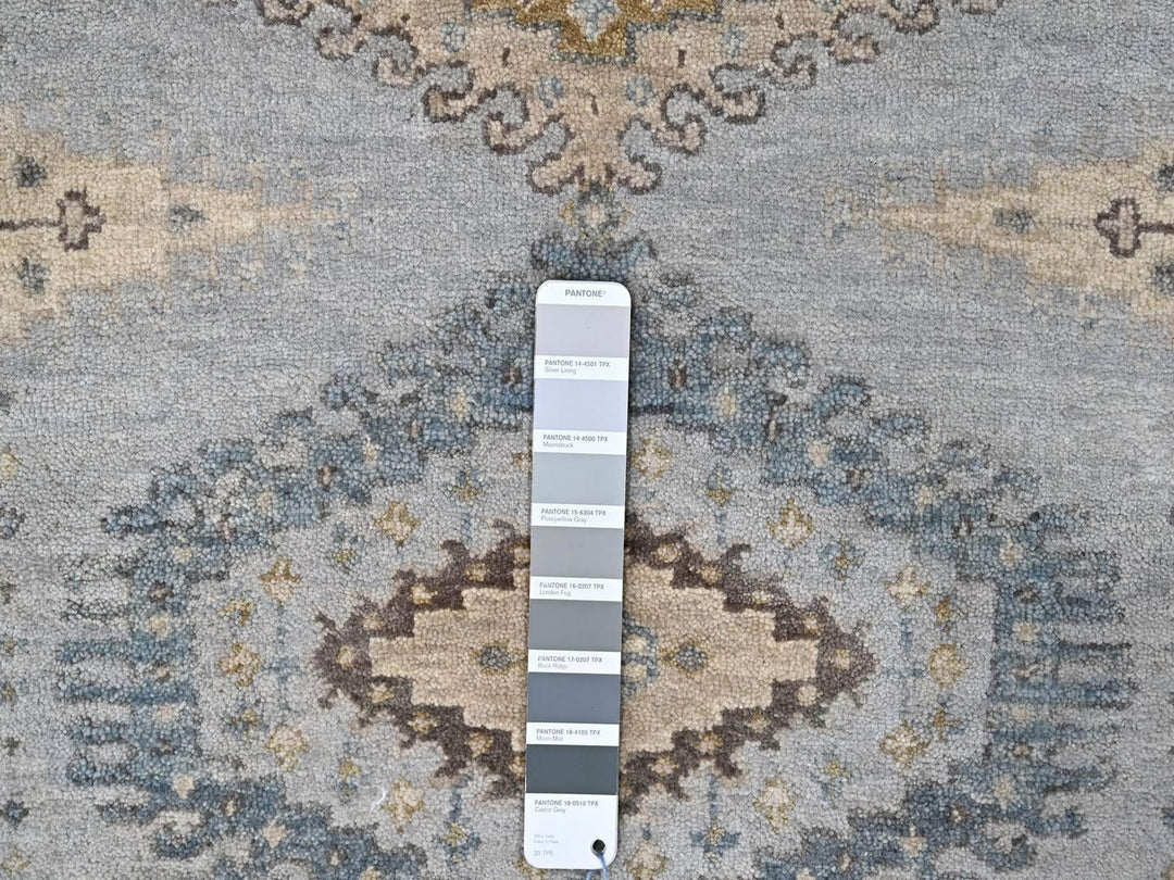4'1" x 6'0" New Hand Knotted Grey Wool Rectangle Oriental Rug - MOA10210325