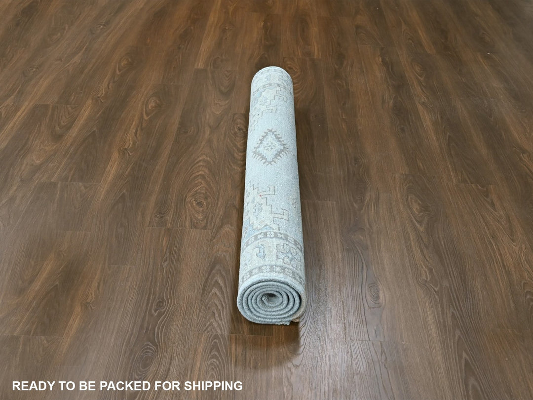 4'1" x 6'0" New Hand Knotted Grey Wool Rectangle Oriental Rug - MOA10210325