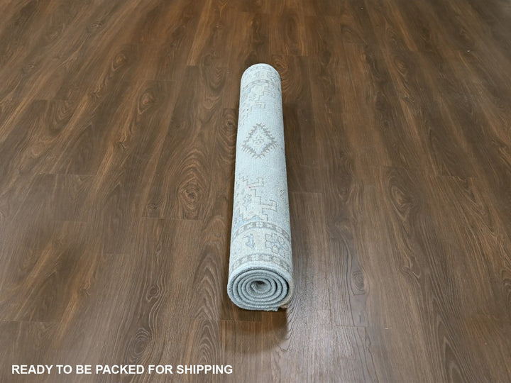 4'1" x 6'0" New Hand Knotted Grey Wool Rectangle Oriental Rug - MOA10210325