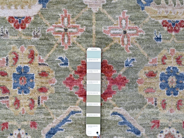 8'0" x 9'10" New Hand Knotted Green Wool Rectangle Oriental Rug - MOA10210326