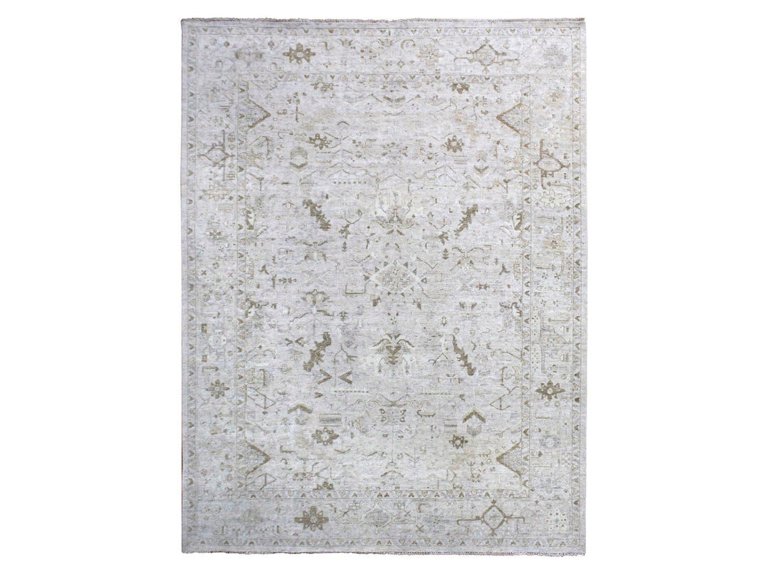 9'0" x 12'0" New Hand Knotted Grey Wool Rectangle Oriental Rug - MOA10210328