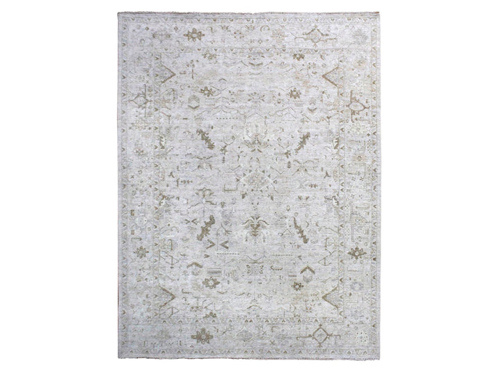9'0" x 12'0" New Hand Knotted Grey Wool Rectangle Oriental Rug - MOA10210328