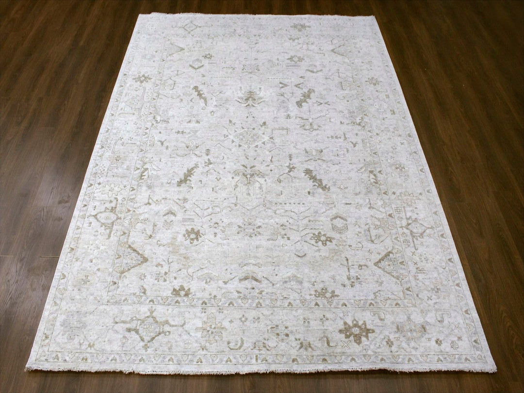 9'0" x 12'0" New Hand Knotted Grey Wool Rectangle Oriental Rug - MOA10210328