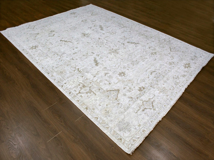 9'0" x 12'0" New Hand Knotted Grey Wool Rectangle Oriental Rug - MOA10210328