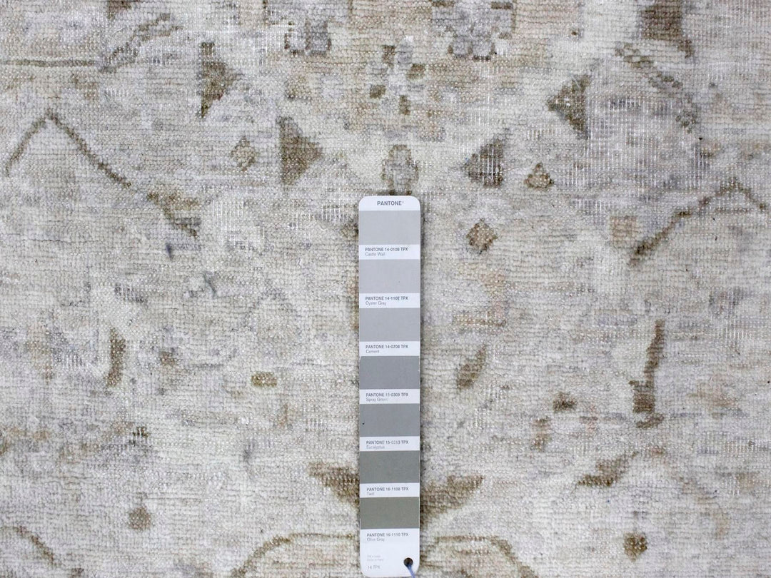 9'0" x 12'0" New Hand Knotted Grey Wool Rectangle Oriental Rug - MOA10210328