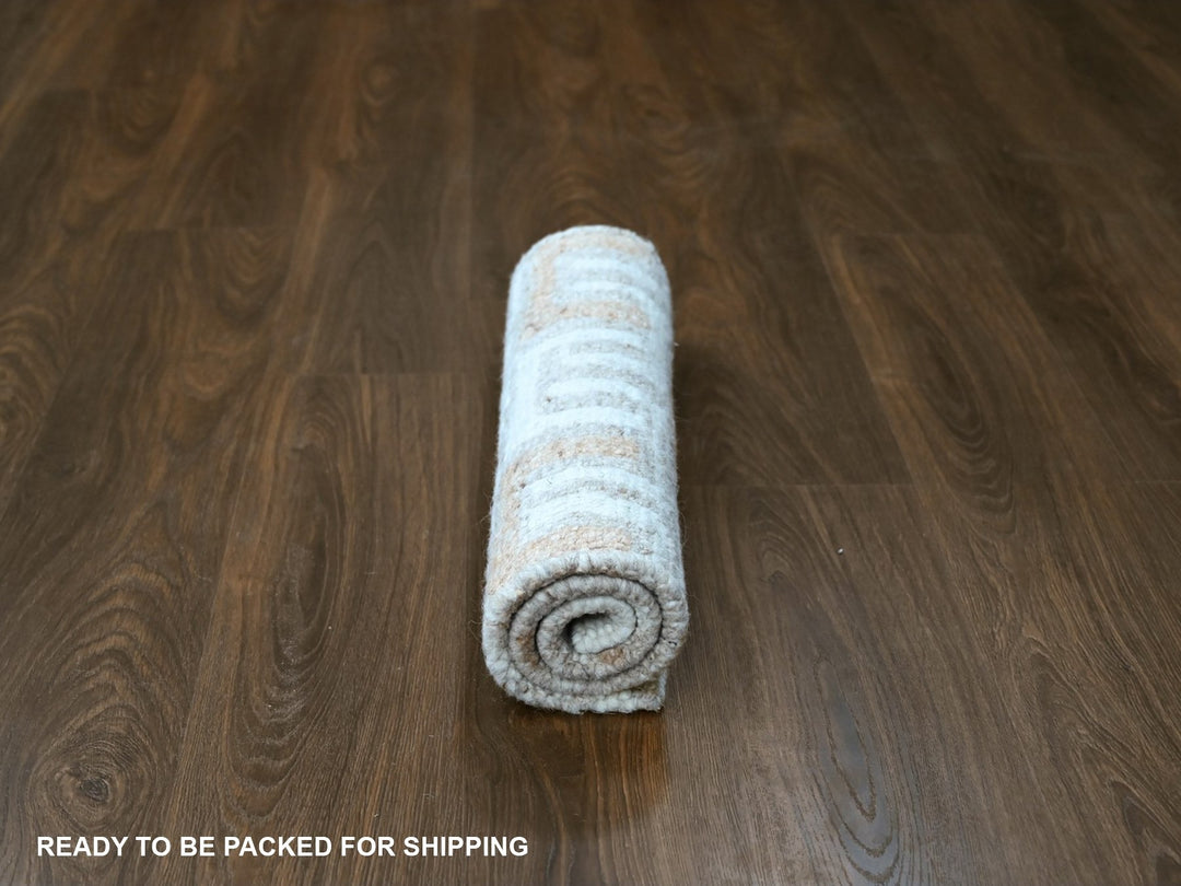 2'1" x 3'0" New Hand Knotted Ivory Wool Rectangle Oriental Rug - MOA10210329