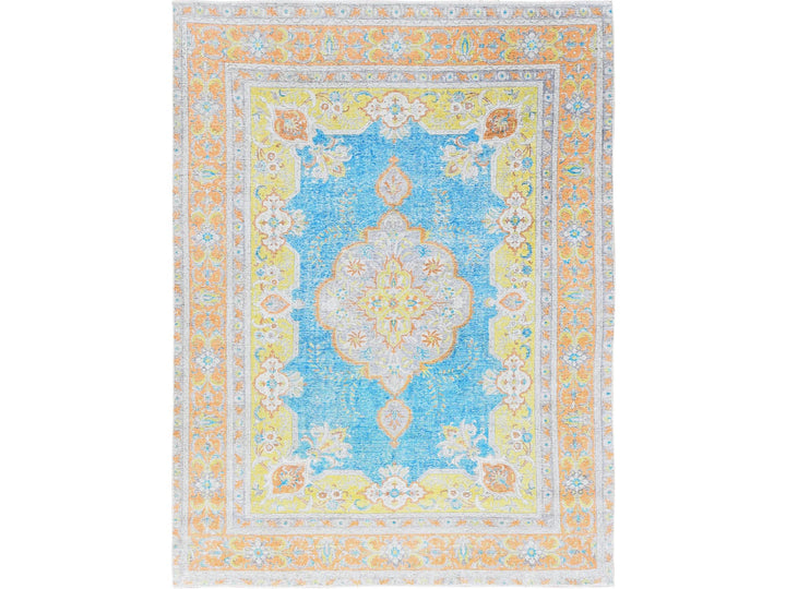 9'2" x 12'1" Vintage Hand Knotted Blue Wool Rectangle Oriental Rug - MOA1021032