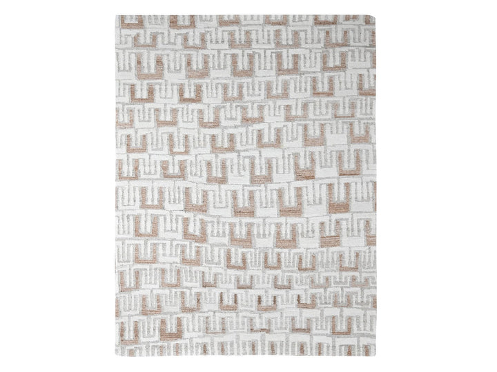 9'3" x 11'9" New Hand Knotted Ivory Wool Rectangle Oriental Rug - MOA10210332