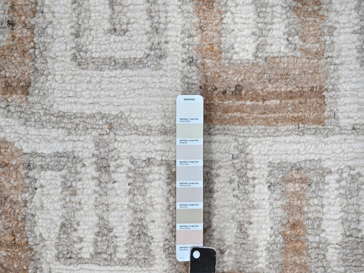 9'3" x 11'9" New Hand Knotted Ivory Wool Rectangle Oriental Rug - MOA10210332