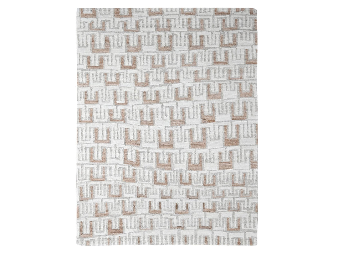 9'0" x 12'4" New Hand Knotted Ivory Wool Rectangle Oriental Rug - MOA10210333