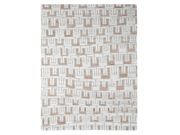 9'0" x 12'4" New Hand Knotted Ivory Wool Rectangle Oriental Rug - MOA10210333
