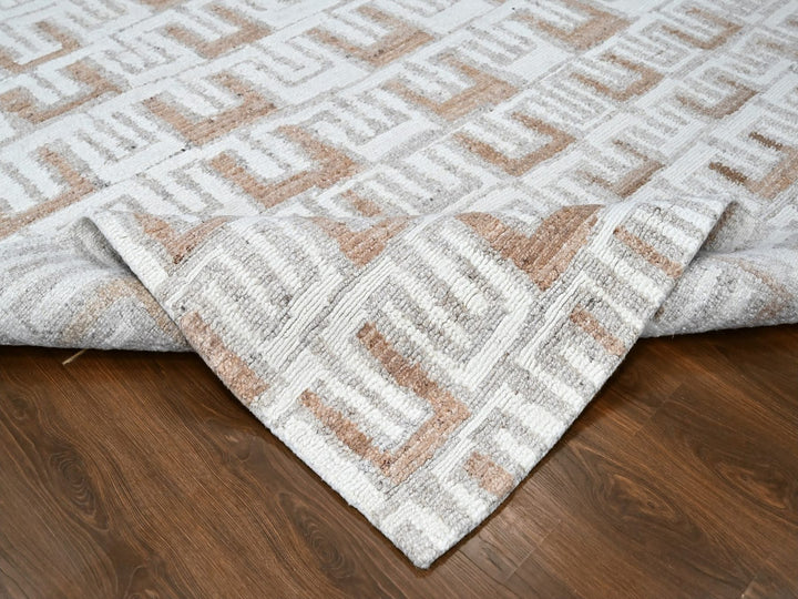 9'0" x 12'4" New Hand Knotted Ivory Wool Rectangle Oriental Rug - MOA10210333