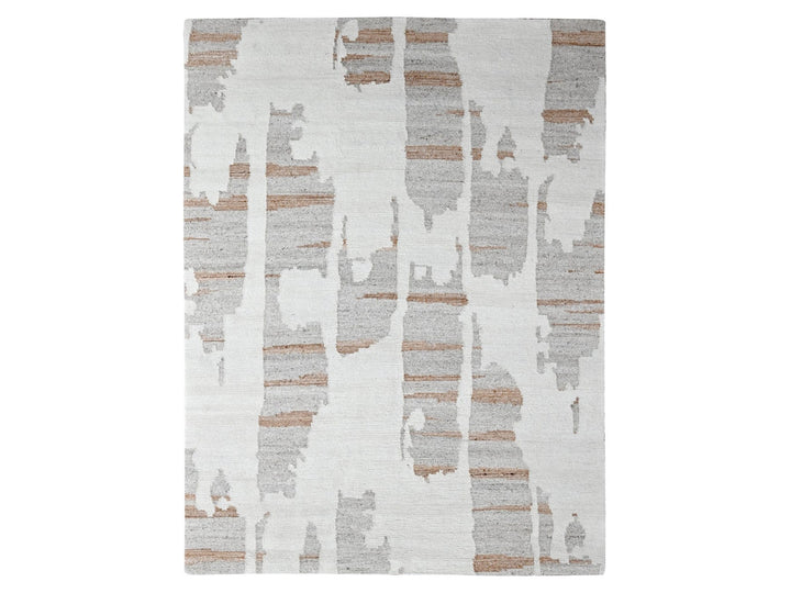 9'2" x 12'0" New Hand Knotted Ivory Wool Rectangle Oriental Rug - MOA10210334