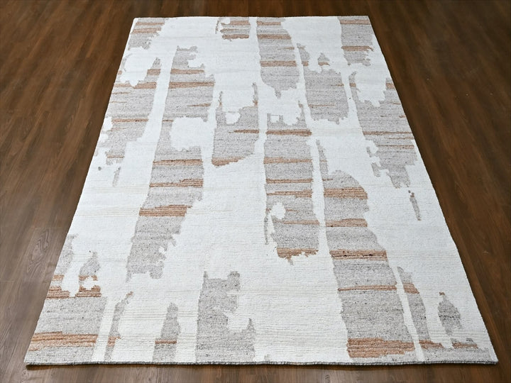 9'2" x 12'0" New Hand Knotted Ivory Wool Rectangle Oriental Rug - MOA10210334