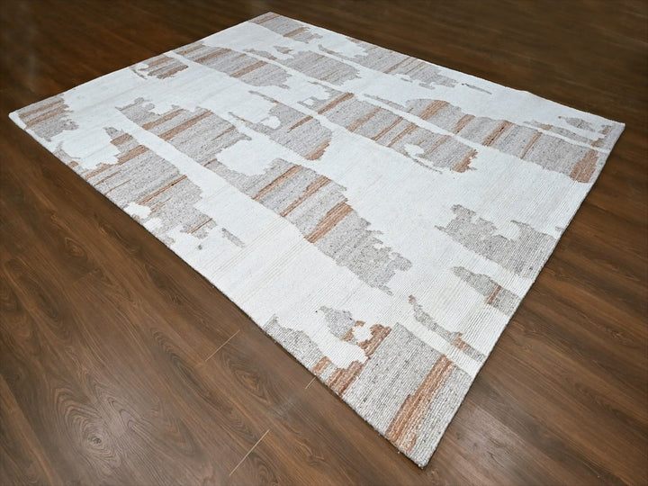 9'2" x 12'0" New Hand Knotted Ivory Wool Rectangle Oriental Rug - MOA10210334