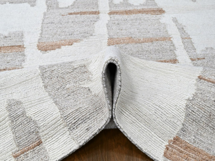 9'2" x 12'0" New Hand Knotted Ivory Wool Rectangle Oriental Rug - MOA10210334