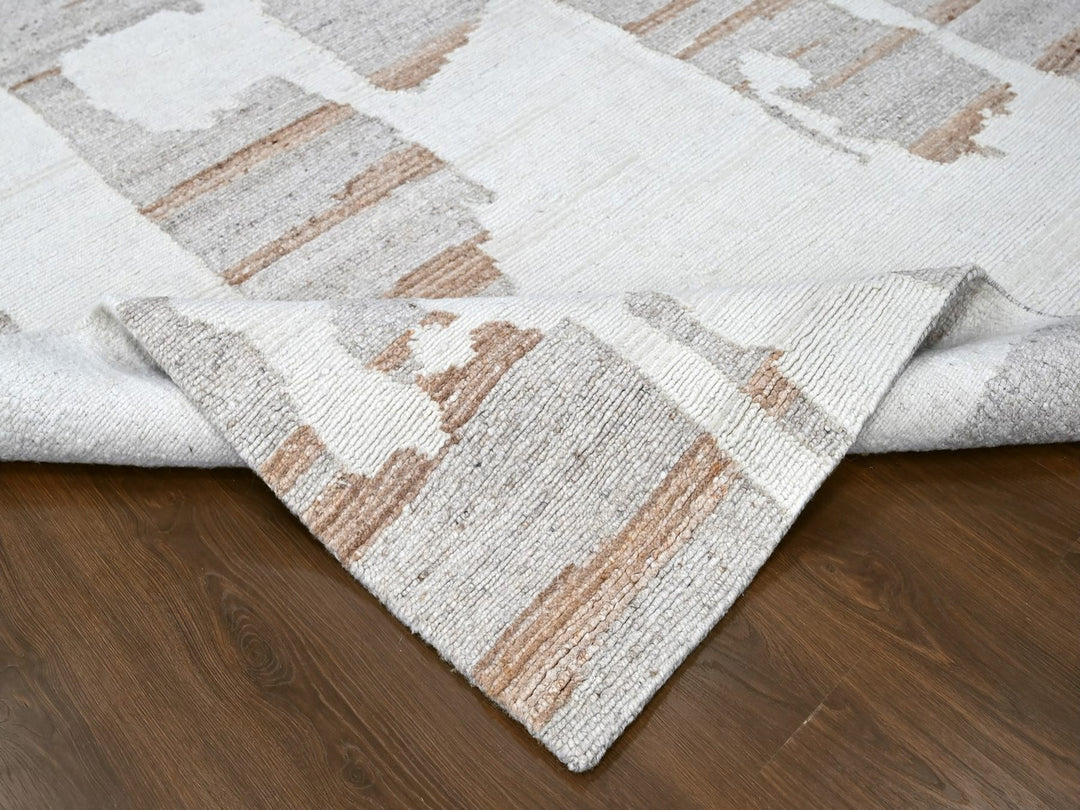 9'2" x 12'0" New Hand Knotted Ivory Wool Rectangle Oriental Rug - MOA10210334