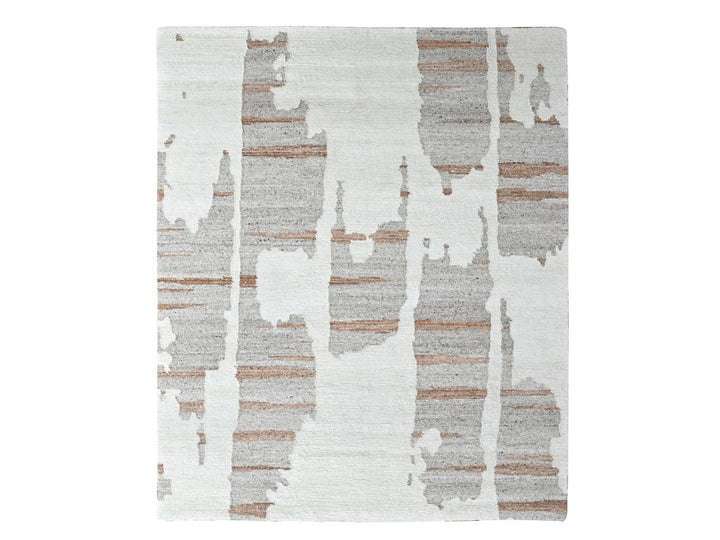 8'2" x 10'0" New Hand Knotted Ivory Wool Rectangle Oriental Rug - MOA10210335