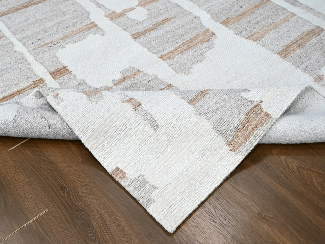 8'2" x 10'0" New Hand Knotted Ivory Wool Rectangle Oriental Rug - MOA10210335