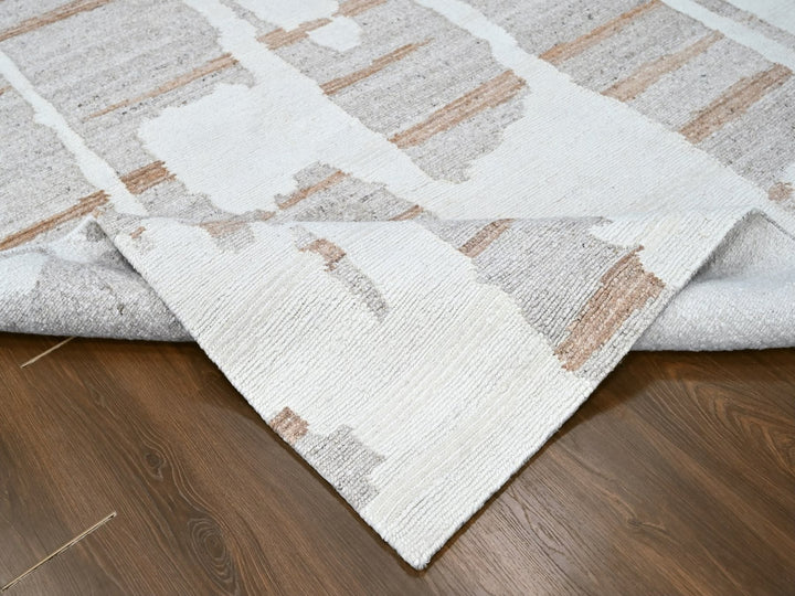 8'2" x 10'0" New Hand Knotted Ivory Wool Rectangle Oriental Rug - MOA10210335