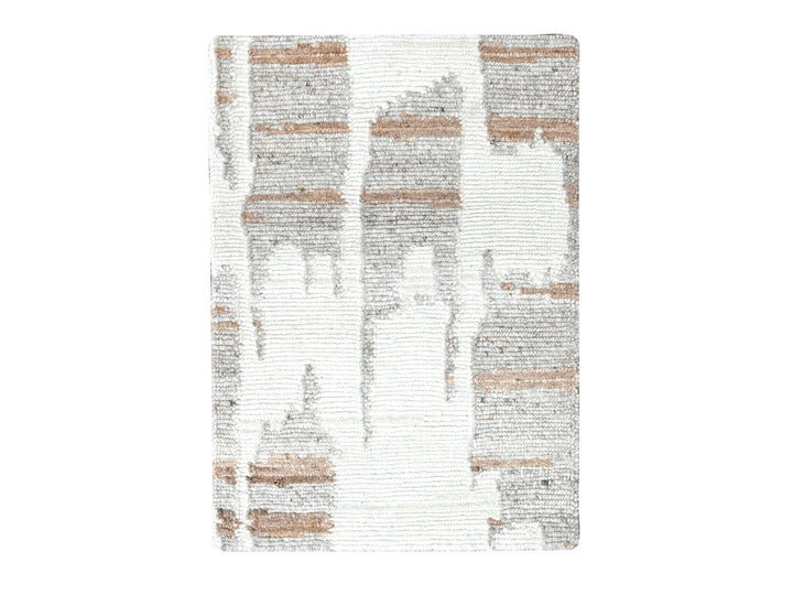 2'1" x 2'11" New Hand Knotted Ivory Wool Rectangle Oriental Rug - MOA10210337