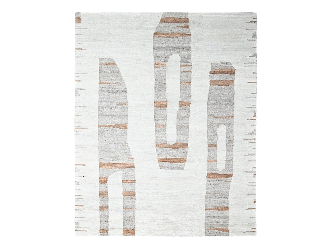 9'3" x 12'0" New Hand Knotted Ivory Wool Rectangle Oriental Rug - MOA10210338